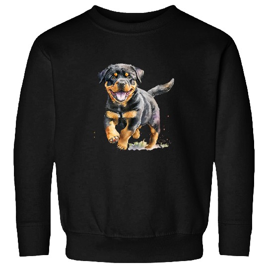 Rottweiler Pet Puppy Themed Water Color Design For Dog Lovers Sweatshirts