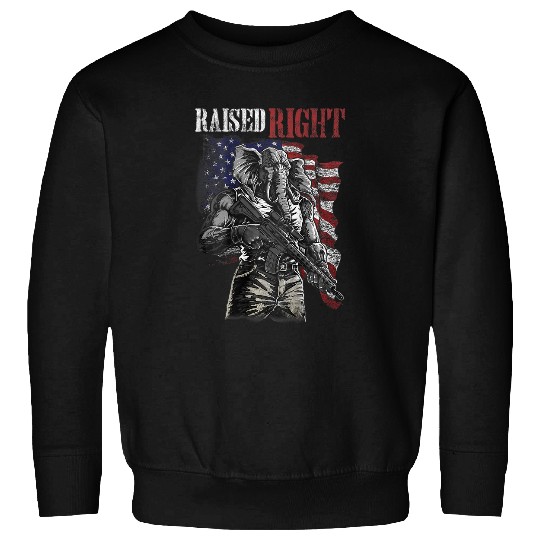 Elephant Mammal raised right elephant usa flag Sweatshirts