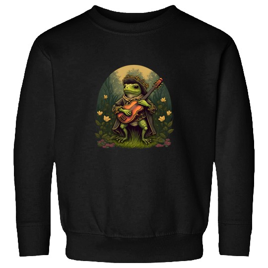 Frog Pet Cute Cottagecore Aesthetic Bard Fantasy Rpg Frog Sweatshirts