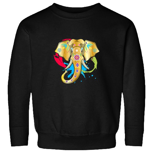 Elephant Mammal Happy Holi Colors India Hindu Spring Elephant Art Sweatshirts