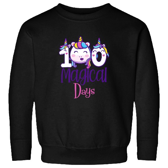 Unicorn Pet 100 Days Of School Happy 100th Magical Day Cute Unicorn Face 3 Sweatshirts