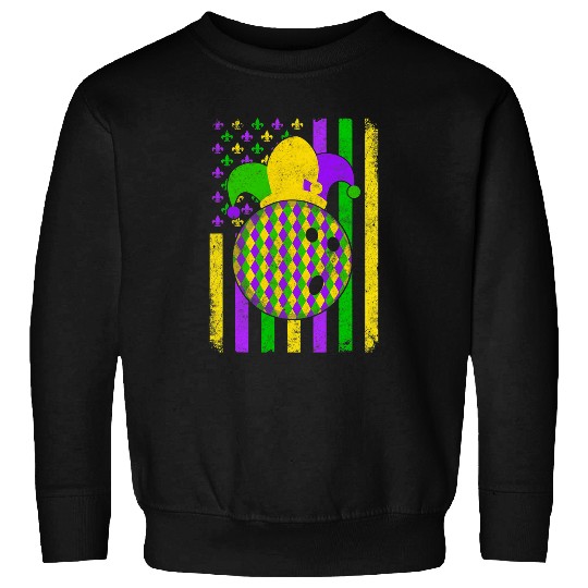 Sport Bowling Retro American Flag Mardi Gras Bowling Sport Parade Sweatshirts