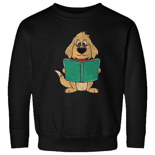 Book Fun Cute Dog Reading A Human Training Book Funny Dog 3 Sweatshirts