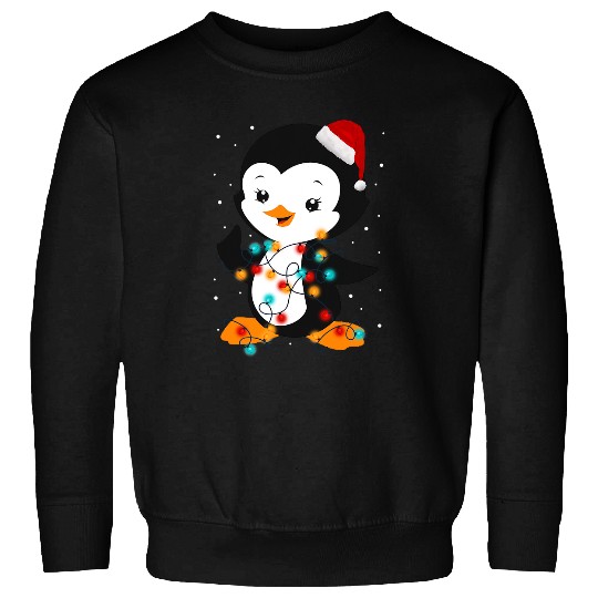 Penguin Pet Christmas Lights Funny Penguin Santa Hat Lover 326 Sweatshirts