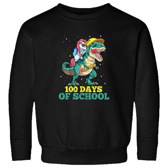 Unicorn Pet 100 Days Of School 100th Day Dino Sweatshirts