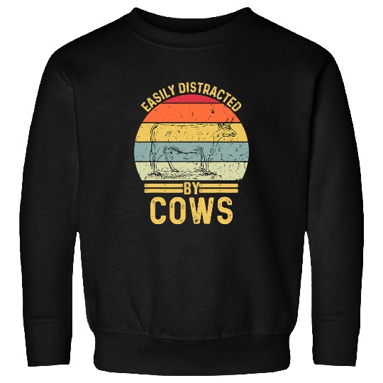 Cow Pet Easily Distracted By Cows Funny Cow Farmer 18 Sweatshirts