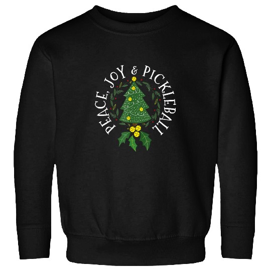 Sport Pickleball Peace And Joy Christmas Tree Pickleball Sweatshirts