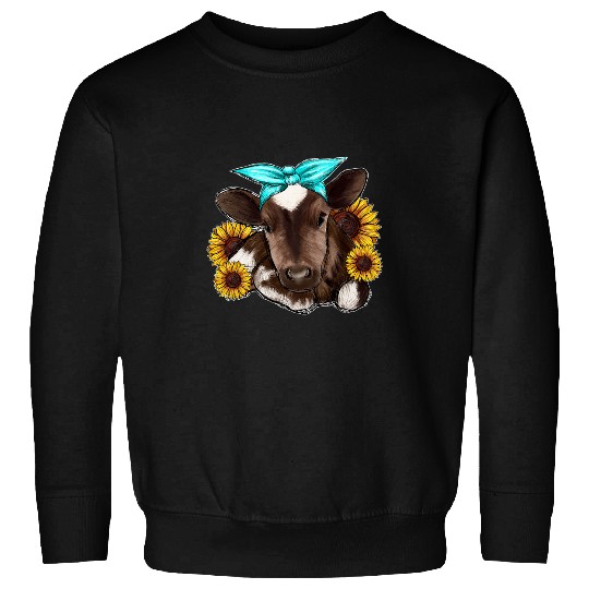 Cow Pet Serape Sunflowers Cow Baby Calf Farmer Farming Sweatshirts