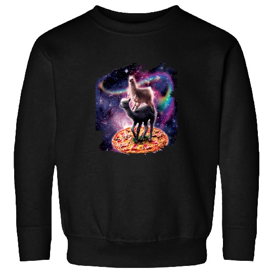 Llama Pet Rainbow space blade on pizza riding alpaca Sweatshirts
