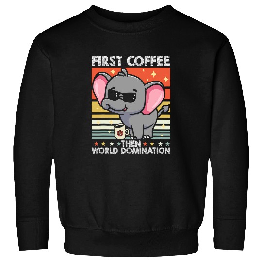 Elephant Mammal Retro Elephant Sunglasses Coffee Wildlife Vintage Sweatshirts