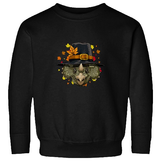 Dinosaur Pet Triceratops Dinosaur Thanksgiving Pilgrim Turkey Day Autumn Sweatshirts