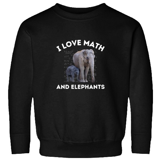 Elephant Mammal I Love Math and Elephants Elephant Lover Algebra Teacher Sweatshirts