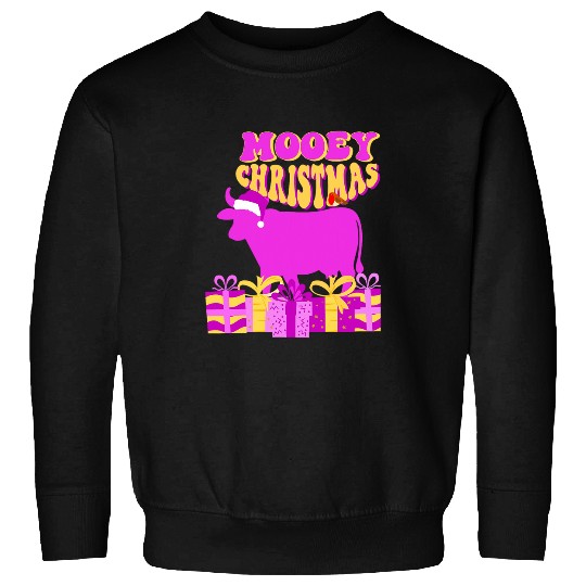 Cow Pet Mooey Christmas Cow Robin Holiday Festive xmass Sweatshirts