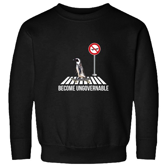 Penguin Pet Become Ungovernable Penguin Skateboarding Sweatshirts