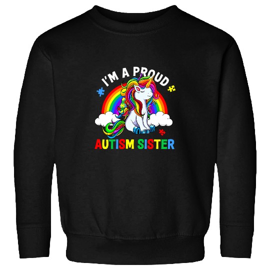 Autism Puzzle Im A Proud Autism Sister Autism Awareness Rainbow Sweatshirts