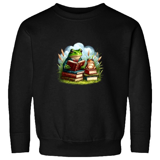 Book Fun Frog Reading Book Frog Toad Fishing vintages Classic Book Sweatshirts