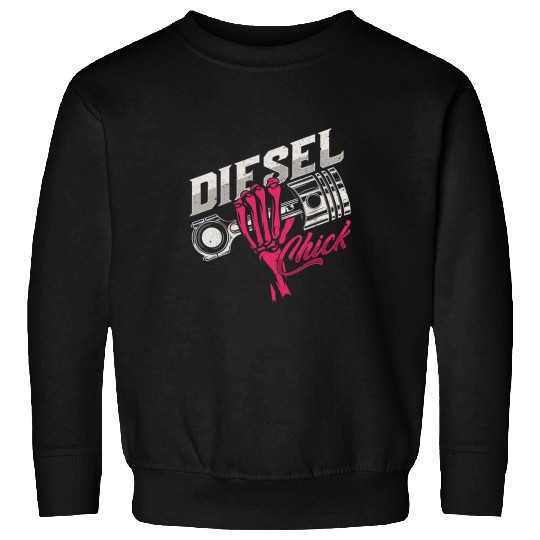 Truck Fun Womens Diesel Chick Trucker Highway Truck Driver Asphalt Cowboy Sweatshirts