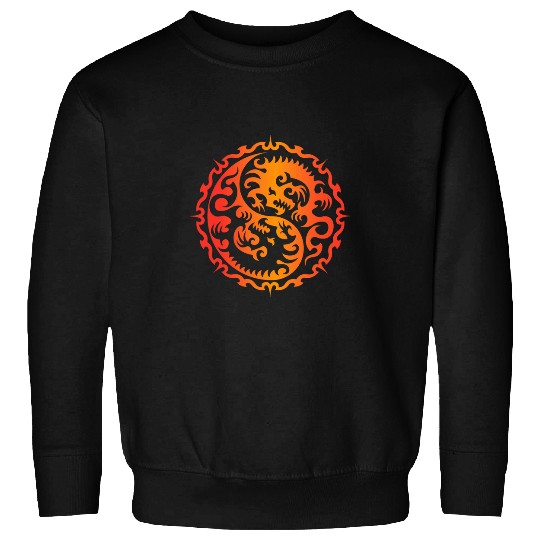 Dragon Pet Ying Yang Symbol Tribal Dragon Tattoo Japanese Style Sweatshirts