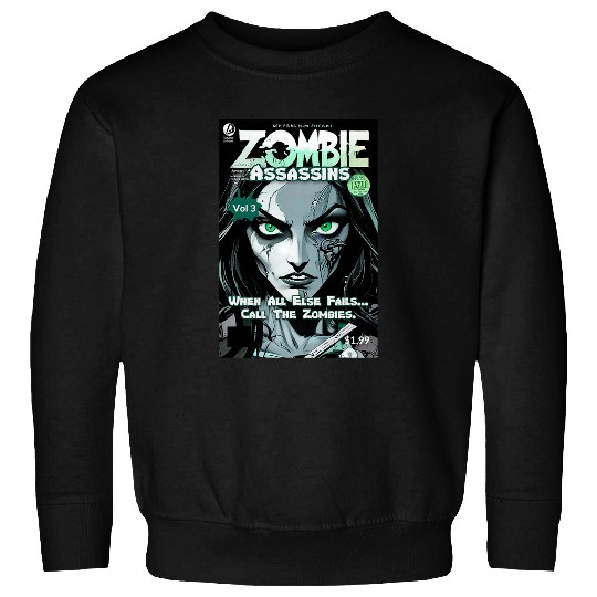 Book Fun Zombie Comic Book Cover Assassin Volume 3 Graphic Sweatshirts