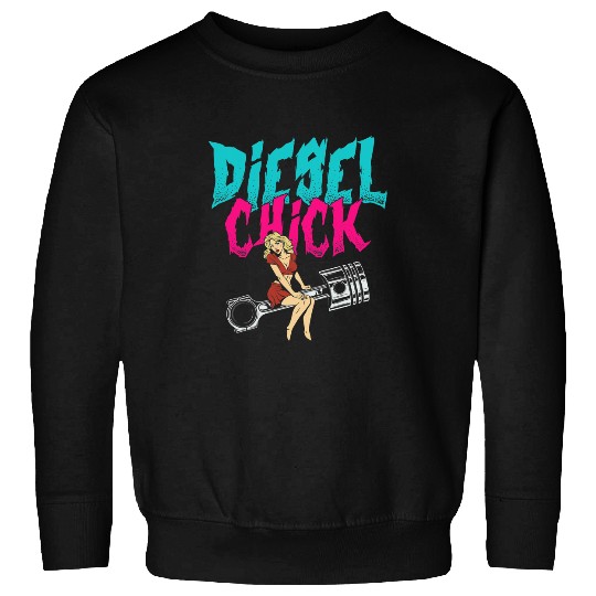 Truck Fun Womens Diesel Chick Trucker Truck Driver Asphalt Cowboy Highway Sweatshirts