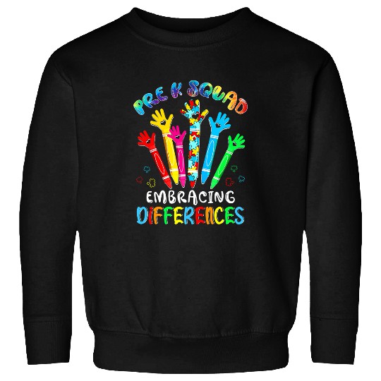 Autism Puzzle PreK Squad Embrace Differences Autism Awareness SPED Teacher Sweatshirts