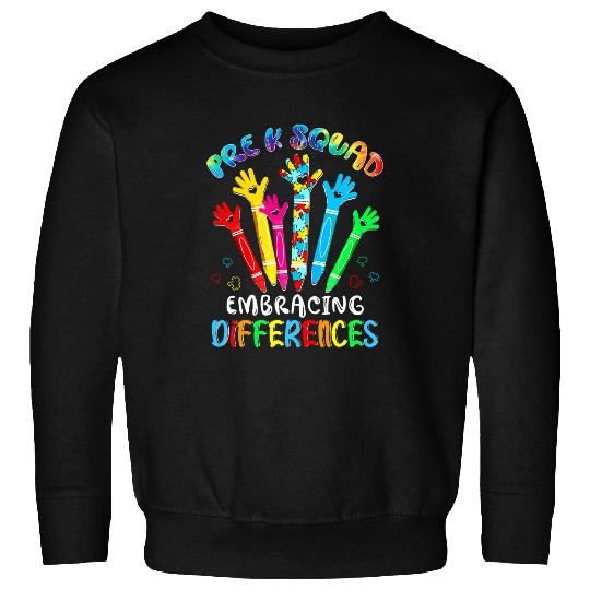 Autism Puzzle PreK Squad Embrace Differences Autism Awareness SPED Teacher Sweatshirts