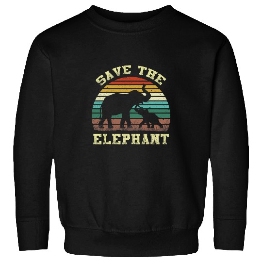 Elephant Mammal Retro Save The Elephants  Animal Lover Vintage Sweatshirts