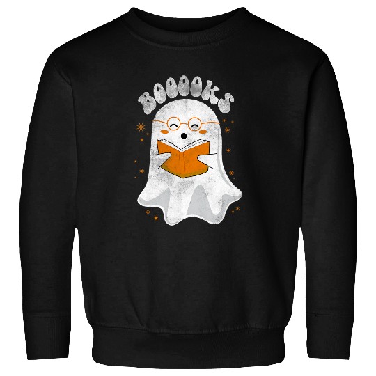 Book Fun Cute ghosts Top Halloween Book Teacher Booooks Reading Sweatshirts