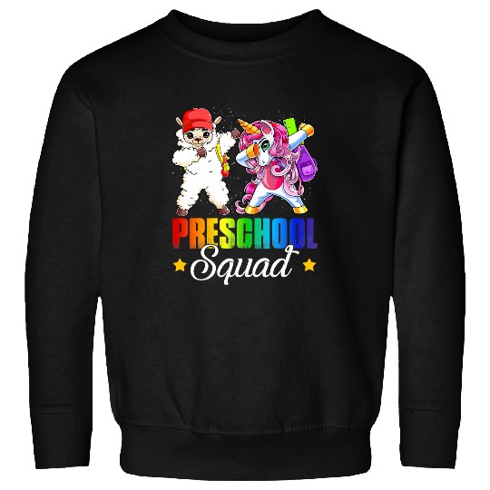 Llama Pet Funny Preschool Squad  Llama Unicorns Back To School Sweatshirts