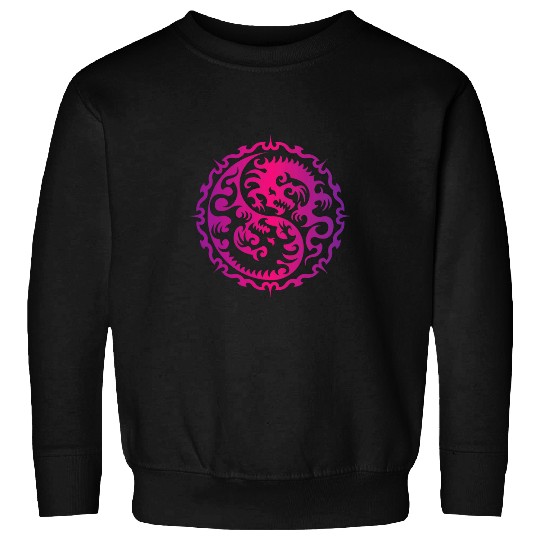 Dragon Pet Ying Yang Symbol Tribal Dragon Tattoo Chinese Style 1 Sweatshirts