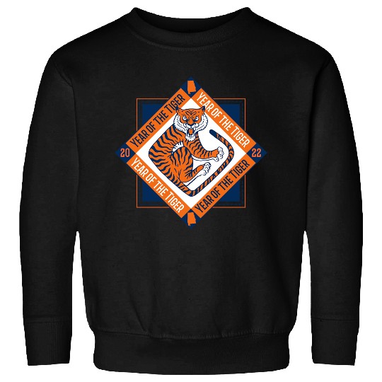 Discover 2022 Year of the Tiger  Blue & Orange Tiger Football Sweatshirts