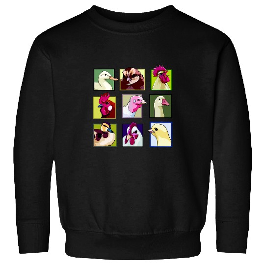 Chicken Pet Funny Fowl Birds Chicken Duck Goose Turkey Cute Birding Face Sweatshirts