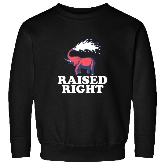 Elephant Mammal Raised Right Republican Elephant Retro Style Funny Sweatshirts