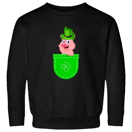 Pig Pet In Pocket Funny St Patricks Day Costume Shamrocks Sweatshirts