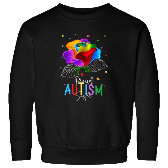 Autism Puzzle Im a Proud Autism Sister Autism Awareness Puzzle Flowers Sweatshirts