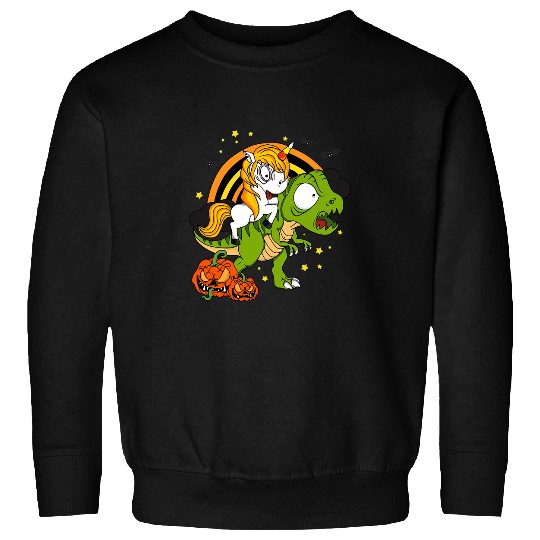Unicorn Pet mb Unicorn Riding Angry Dinosaur Pumpkin Halloween Costume Sweatshirts