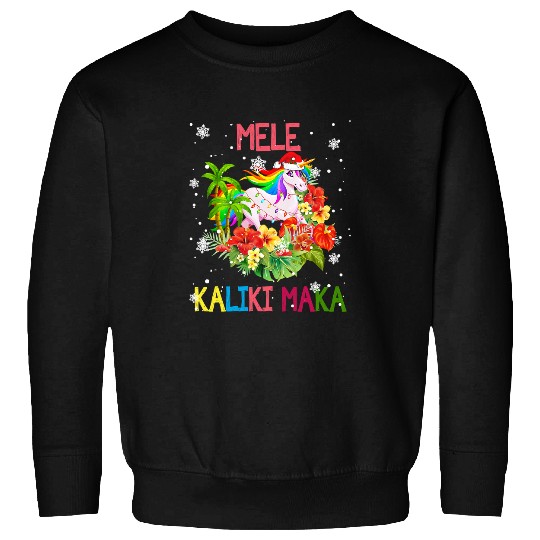 Unicorn Pet Mele Kalikimaka Merry xmass Floral Hawaiian Santa Unicorn 5 Sweatshirts