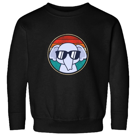 Elephant Mammal Retro Elephant With Sunglasses And Backround Sweatshirts