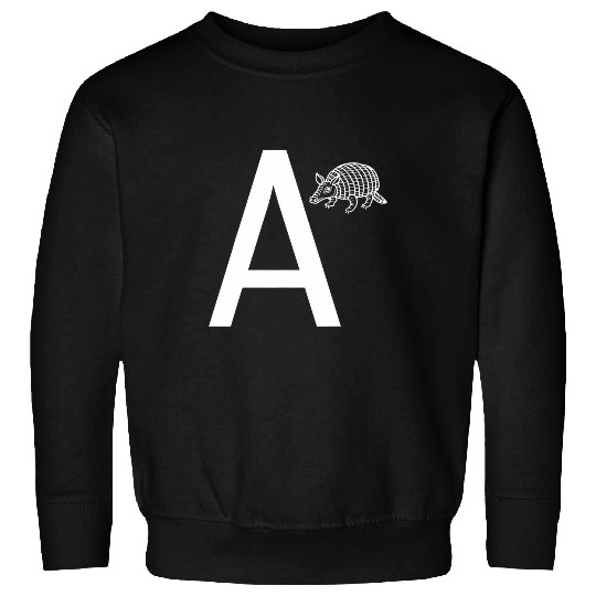 Armadillo Pet Letter A of Animal Outline Armadillo Alphabet Monogram Sweatshirts
