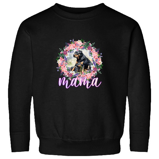 Rottweiler Pet Flowers Mom Cute Baby Rottweiler Dog Mama Mothers Day Sweatshirts