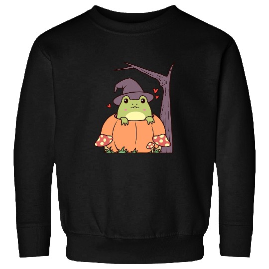 Frog Pet with Witch Hat Halloween Pumpkin Sweatshirts