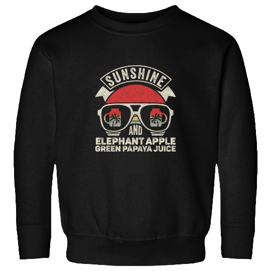 Elephant Mammal Retro Sunshine And Elephant Apple Green Papaya Juice Summer Sweatshirts