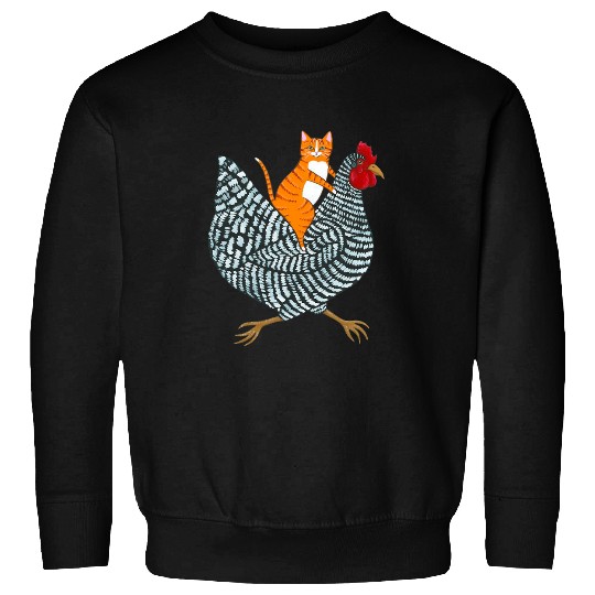 Chicken Pet Funny Ginger Cat Chicken Ride Orange Cat Chicken Lover Cats Sweatshirts