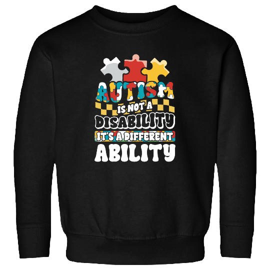 Autism Puzzle is Not a Disability ASD Awareness SPED Teacher Groovy Sweatshirts