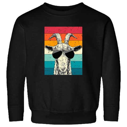 Goats Pet Retro Vintage Goats with Sunglasses Farm Animal Lover Sweatshirts