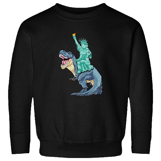 Dinosaur Pet Statue of Liberty Riding Dinosaur Patriotic TRex 4th Of July Sweatshirts