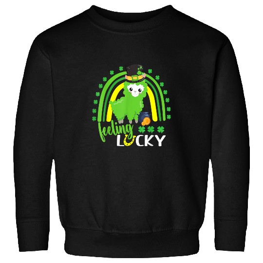 Llama Pet Cute St Patricks Day Rainbow Llama Feeling Lucky St Patricks Sweatshirts