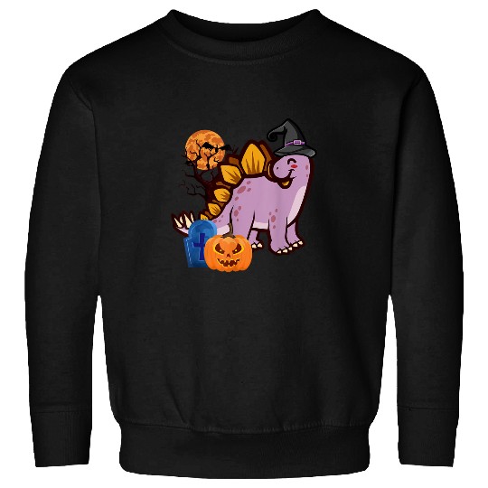 Dinosaur Pet Stegosaurus Dinosaur Witch Wizard Pumpkins Halloween Costume Sweatshirts