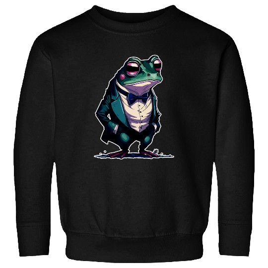 Frog Pet Cute Witty Elegant Frog In A Tuxedo Funny Amphibian Sweatshirts