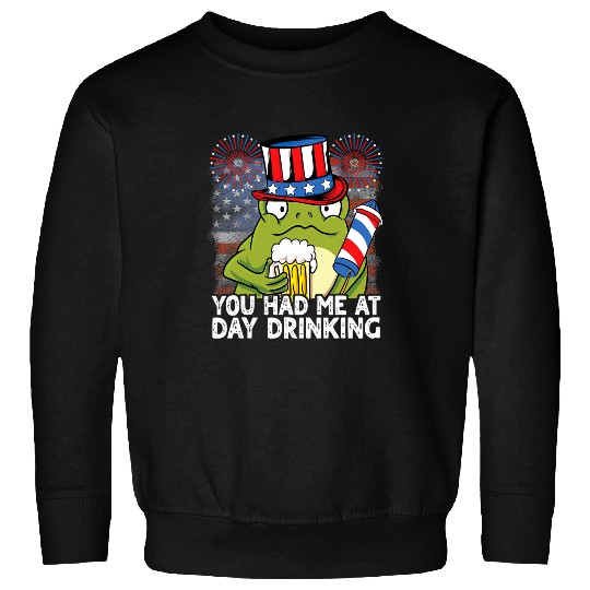 Frog Pet You Had Me At Day Drinking USA Funny Beer 4th of July Frog Sweatshirts